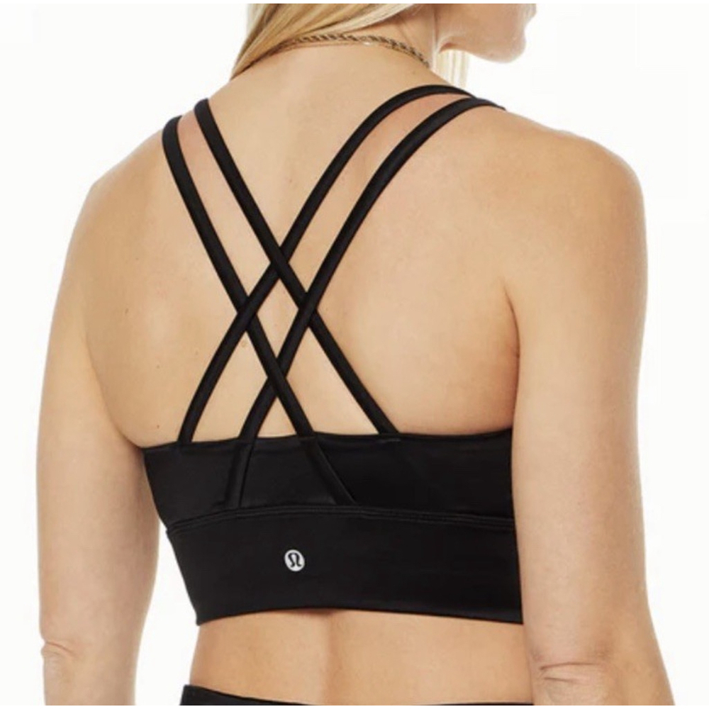 LULULEMON ENERGY LONGLINE BRA FOIL BLACK COLOR SIZE 8 NWT PTP 14”